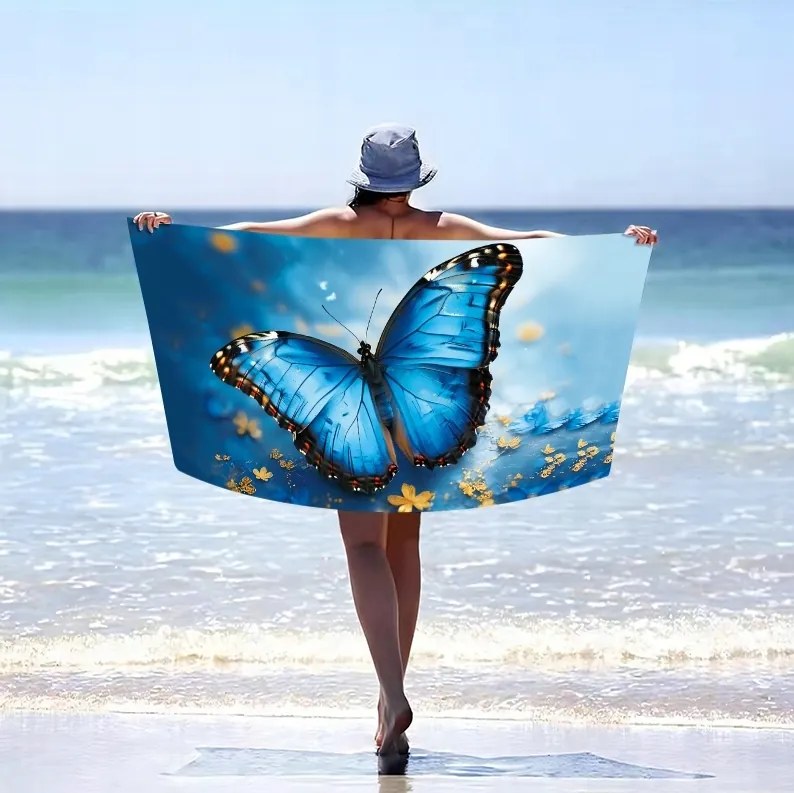 Ręcznik plażowy DREAMING 100x180 cm niebieski, 100% mikrofibra