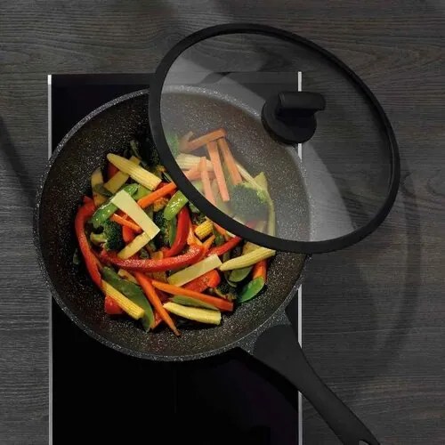 Patelnia wok Kela z pokrywką STELLA NOVA, odlew aluminiowy, czarny, 30 cm, 5 l
