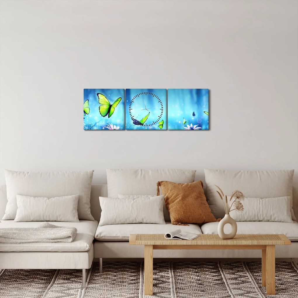 Obraz - Mistyczna leśna polana (z zegarem) (90x30 cm)