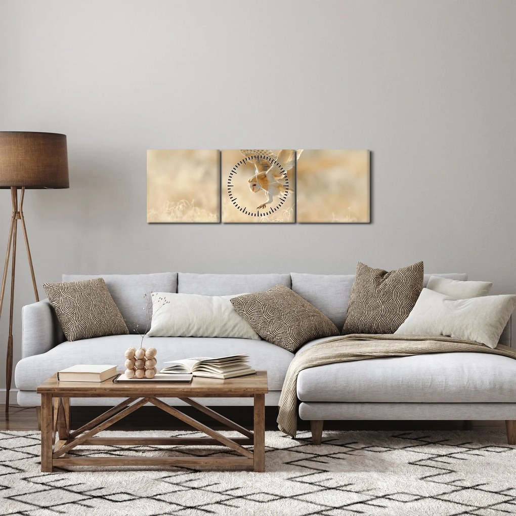 Obraz - Sowa (z zegarem) (90x30 cm)