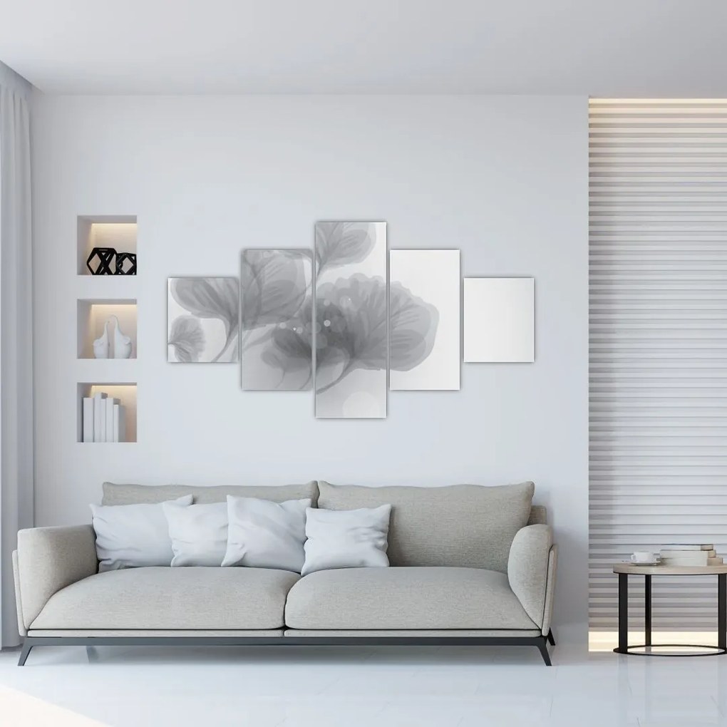 Obraz kwiatów w odcieniach szarości (125x70 cm)
