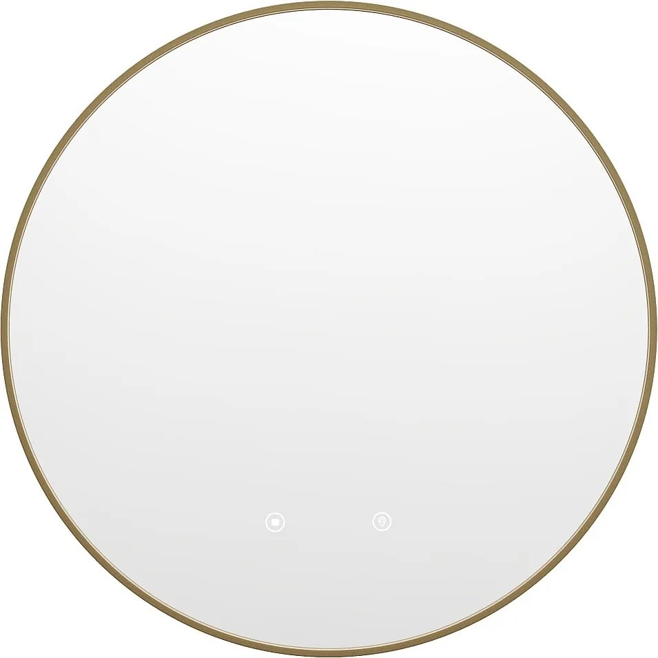 Lustro łazienkowe okrągłe podświetlane przeciwparowe ze złotą ramą - śr. 60 cm - PEONIA