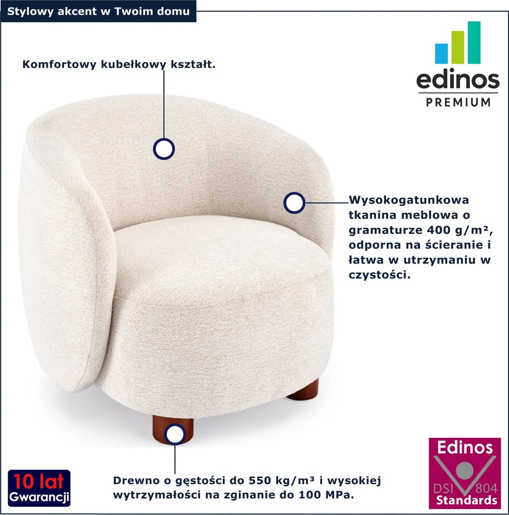 Kremowy fotel wypoczynkowy okragły M4-M17