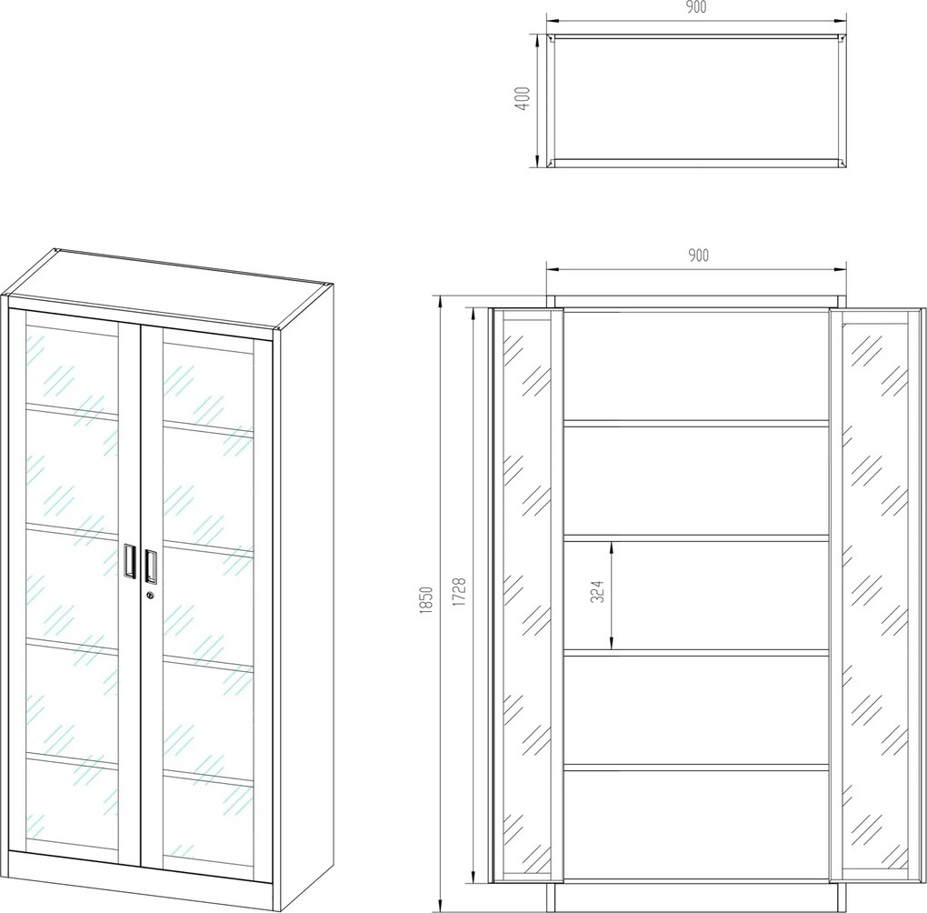 Przeszklona szafa medyczna Amelia Fresh Style 90x40x185 cm pastelowy zielony