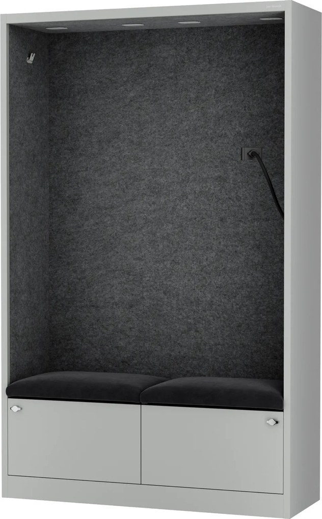 Szafa akustyczna do biura i szkoły Sally MentalBox, 115 x 40 x 185 cm, szary/ciemnoszary