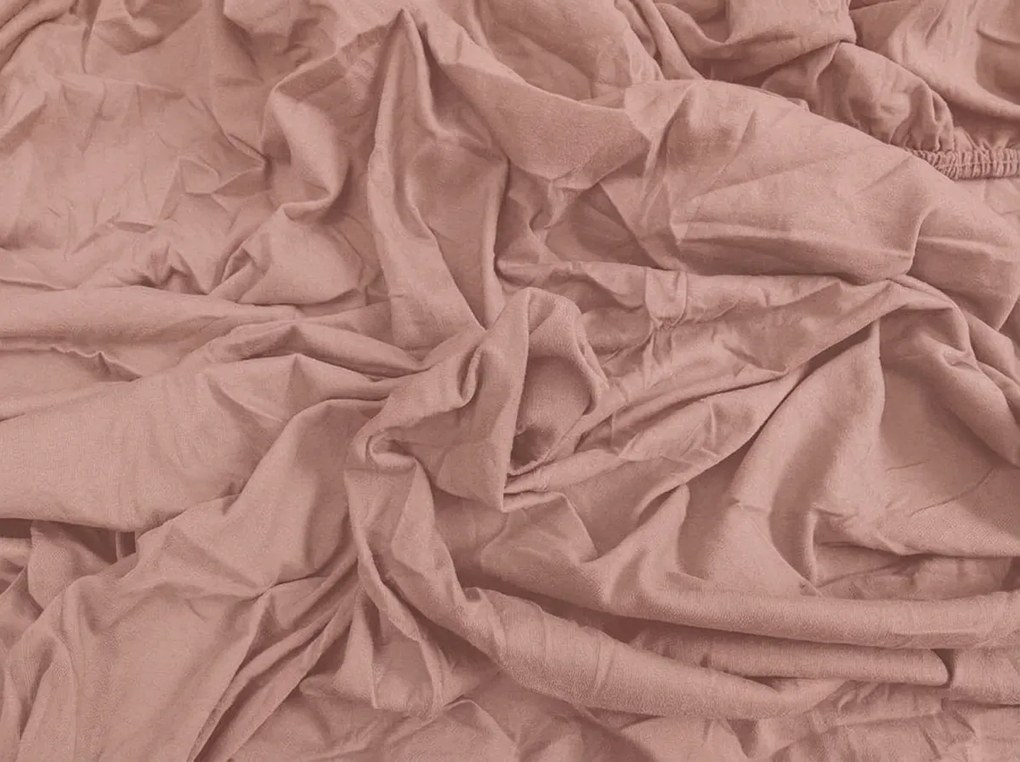 PrzytulneMieszkanie.pl Jersey prześcieradło różowo-brązowe 90 x 200 cm