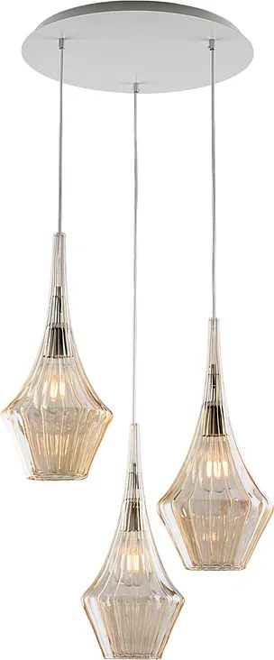 Zawieszenie Zeus Iron z bursztynowym szkłem pyreksowym 3 lampy 149 Ø50 BL270-S3-AM