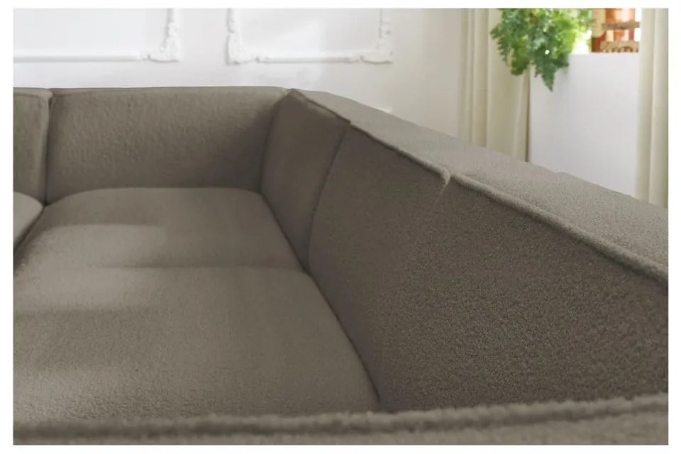Brązowy narożnik modułowy z materiału bouclé (lewostronny/w kształcie litery U) Megeve – Bobochic Paris