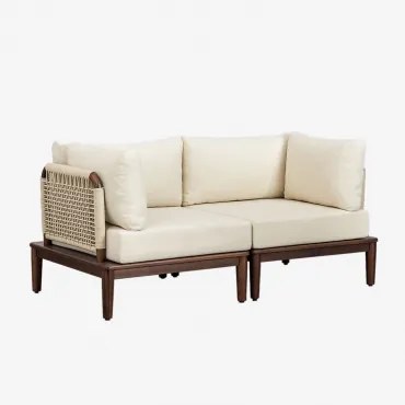 Giulia 2-częściowa Modułowa Sofa Ogrodowa Z 2 Fotelami Narożnymi W Kolorze Akacji Ciemny Akacjowy Brąz - Sklum