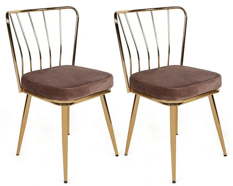 Zestaw krzeseł do jadalni Yildiz Light Brown andGold, 4 szt., 4 szt.