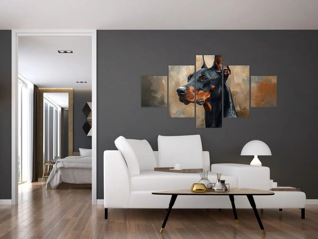 Obraz - Portret Dobrmana (125x70 cm)