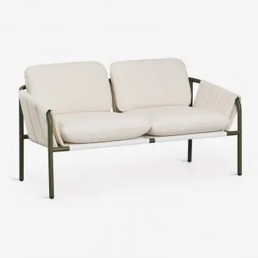Sofa Ogrodowy Dwuosobowy Tapicerowany I Stalowy Zunika Intensywny Verde Olive - Sklum