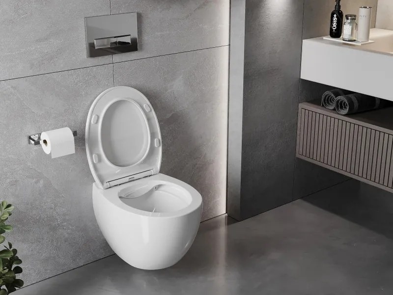 Mexen Egg miska wc Rimless z deską wolnoopadającą slim, duroplast, biała połysk - 30245000