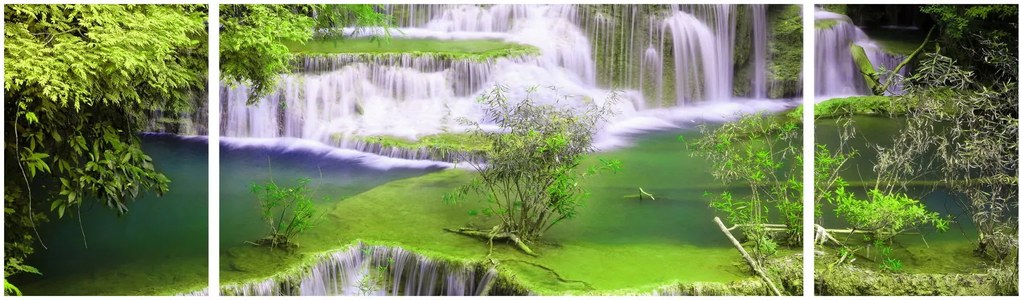 Obraz - Wodospady Huay Mae Khamin, Kanchanaburi, Tajlandia (170x50 cm)