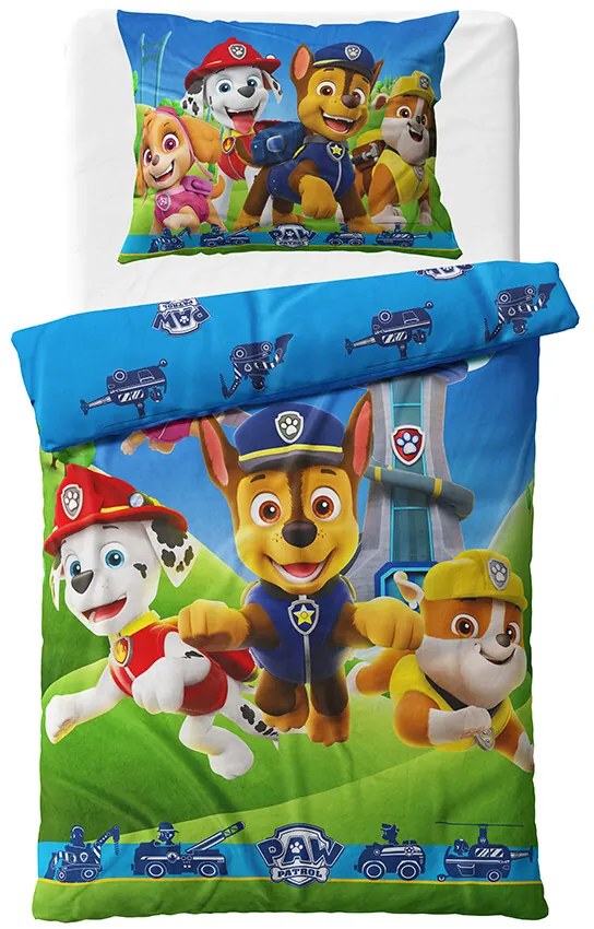 Carbotex Mikroplyšová pościel Tlapková PatrolaBěžíme do Akce, 140 x 200 cm, 70 x 90 cm