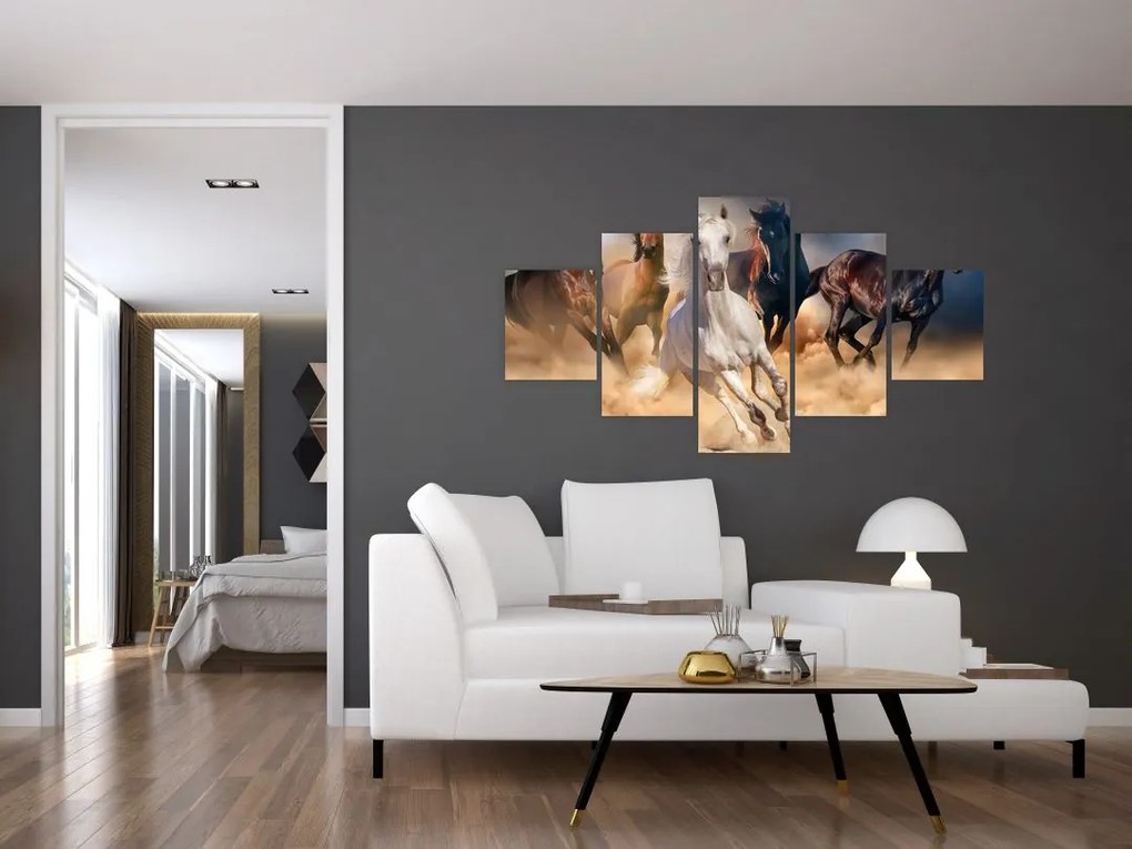 Obraz - Konie na pustyni (125x70 cm)