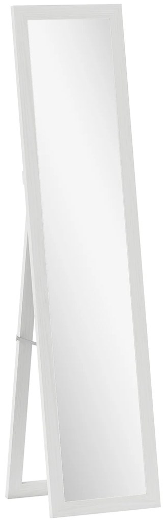 HOMCOM Lustro stojące, lustro całopostaciowe z podpórką, wolnostojące lustro ścienne, 37 x 157 cm, biały