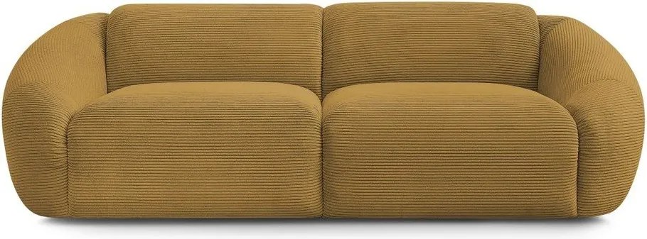 Musztardowa sztruksowa sofa 250 cm Tina – Bobochic Paris