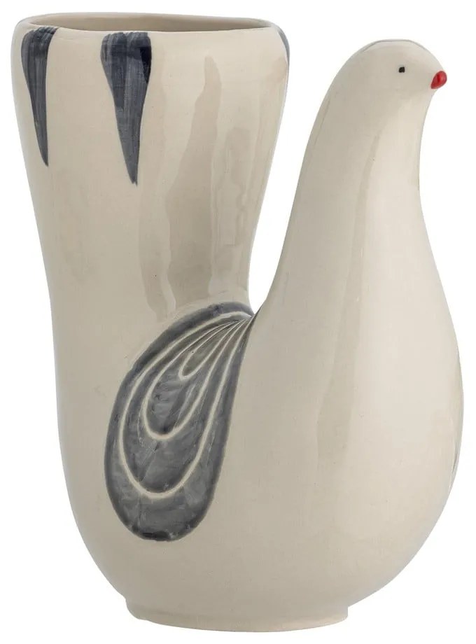 Kremowy kamionkowy ręcznie malowany wazon (wysokość 19 cm) Trudy – Bloomingville