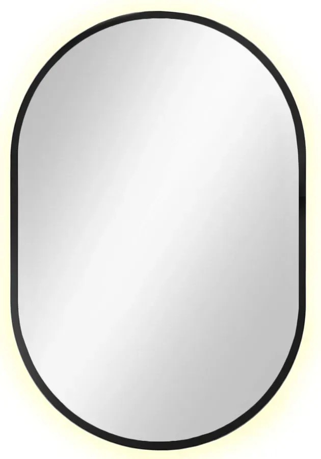 Czarne owalne eleganckie lustro 95x40 cm M2-S38