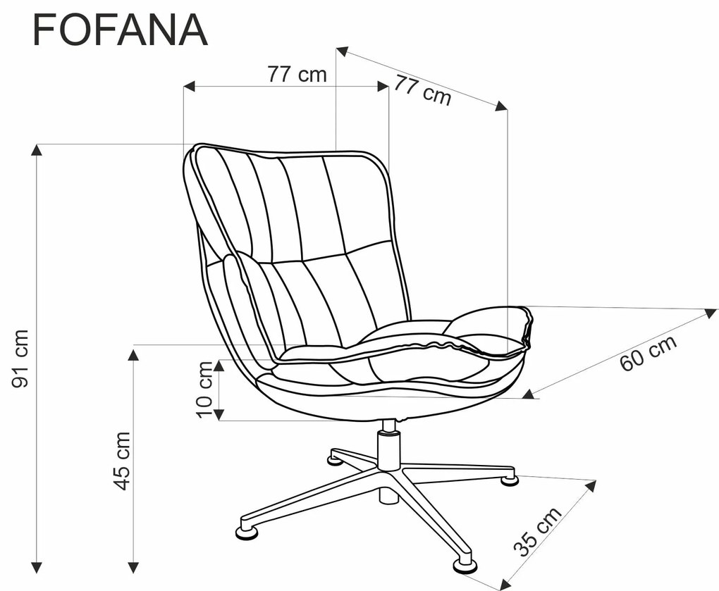 FOFANA Fotel wypoczynkowy Kremowy, Tkanina, Obrotowe Siedzisko, Nowoczesny