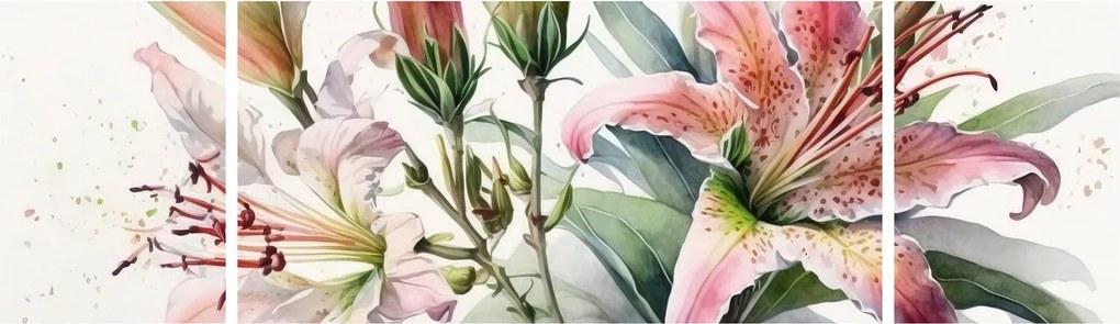 Obraz - Lilie, ilustracje (170x50 cm)