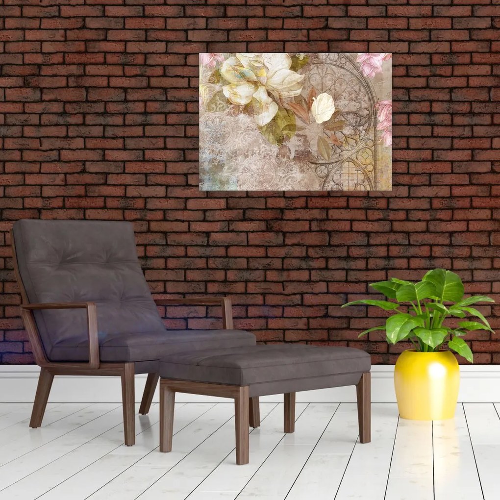 Obraz na szkle - Ozdoba kwiatowa (70x50 cm)
