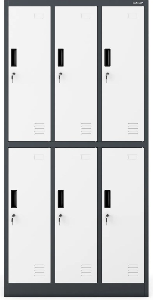 Szafa socjalna 6-skrytkowa Igor 90x45x185 cm antracyt/biały