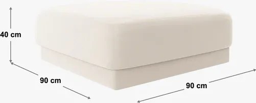 OUTLET Puf Miley Beż Welur 90/90/40 Micadoni