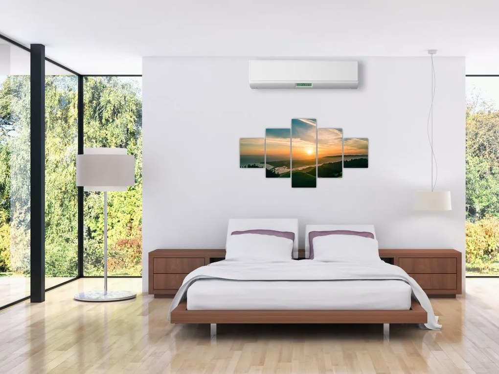 Obraz wschodu słońca nad morzem (125x70 cm)