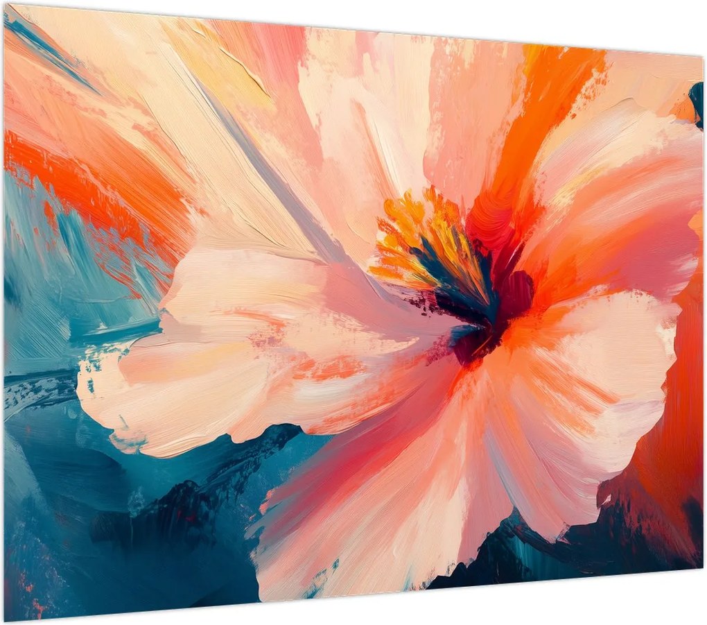 Obraz na szkle - Malowany kwiat (70x50 cm)