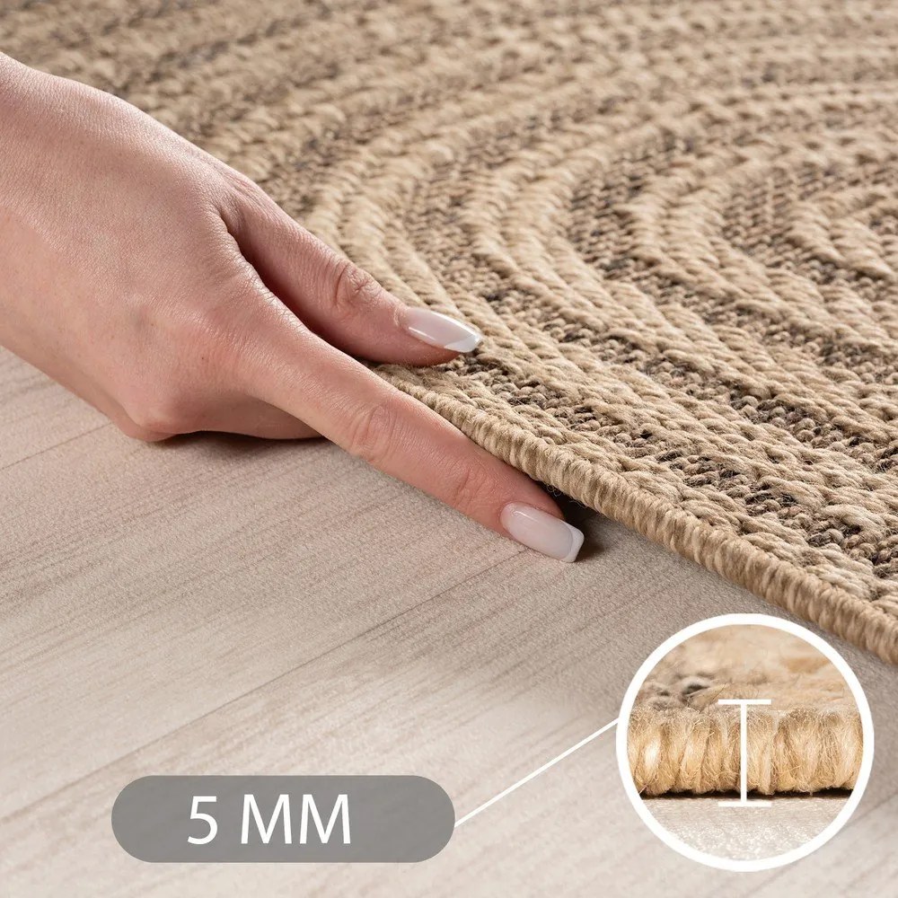Brązowy okrągły dywan odpowiedni na zewnątrz ø 80 cm Timber 1401 – Ayyildiz Carpets