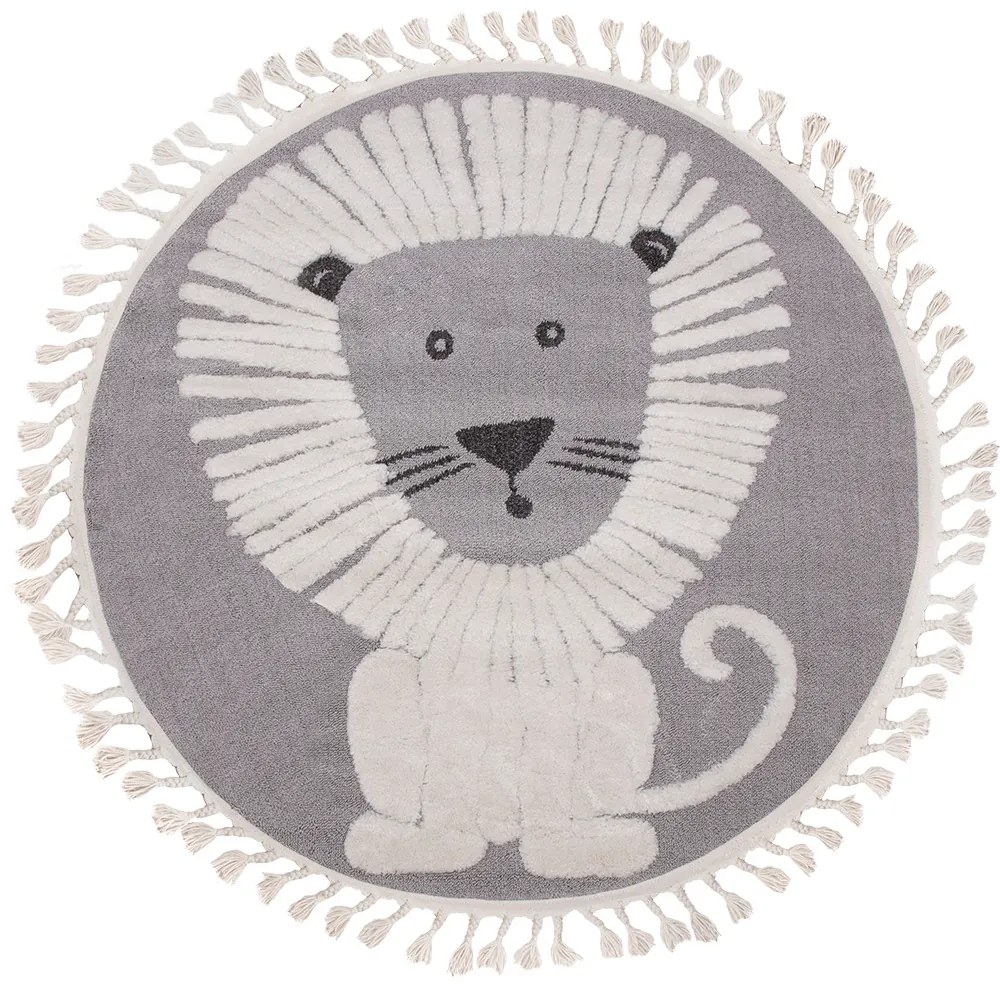 Dywan Skandi Kids Lew szary koło 100x100 Koło