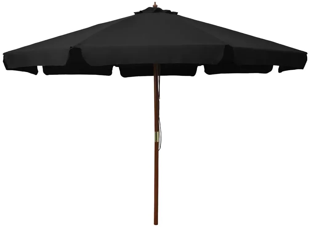 Parasol Ogrodowy Czarny Z Bambusowym Stelażem Z9-E08