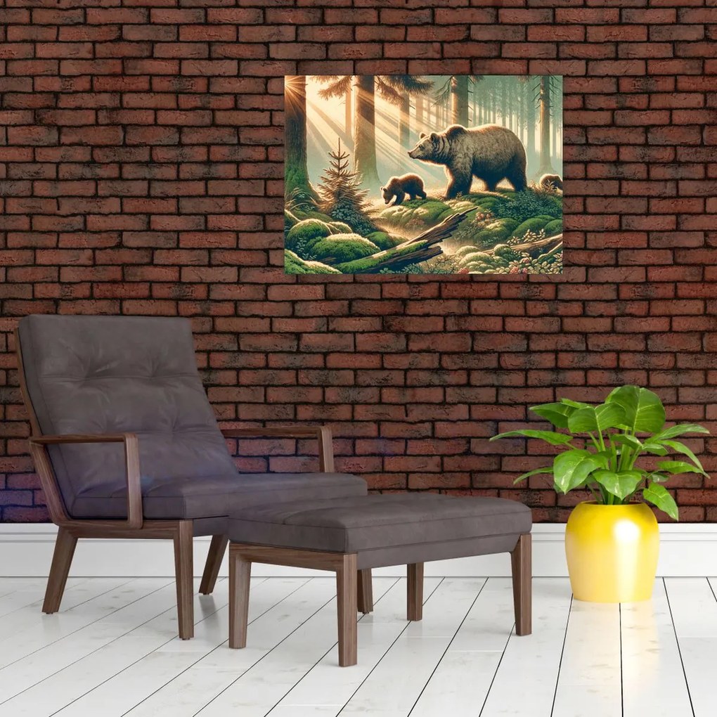 Obraz - Niedźwiedzie w lesie (70x50 cm)