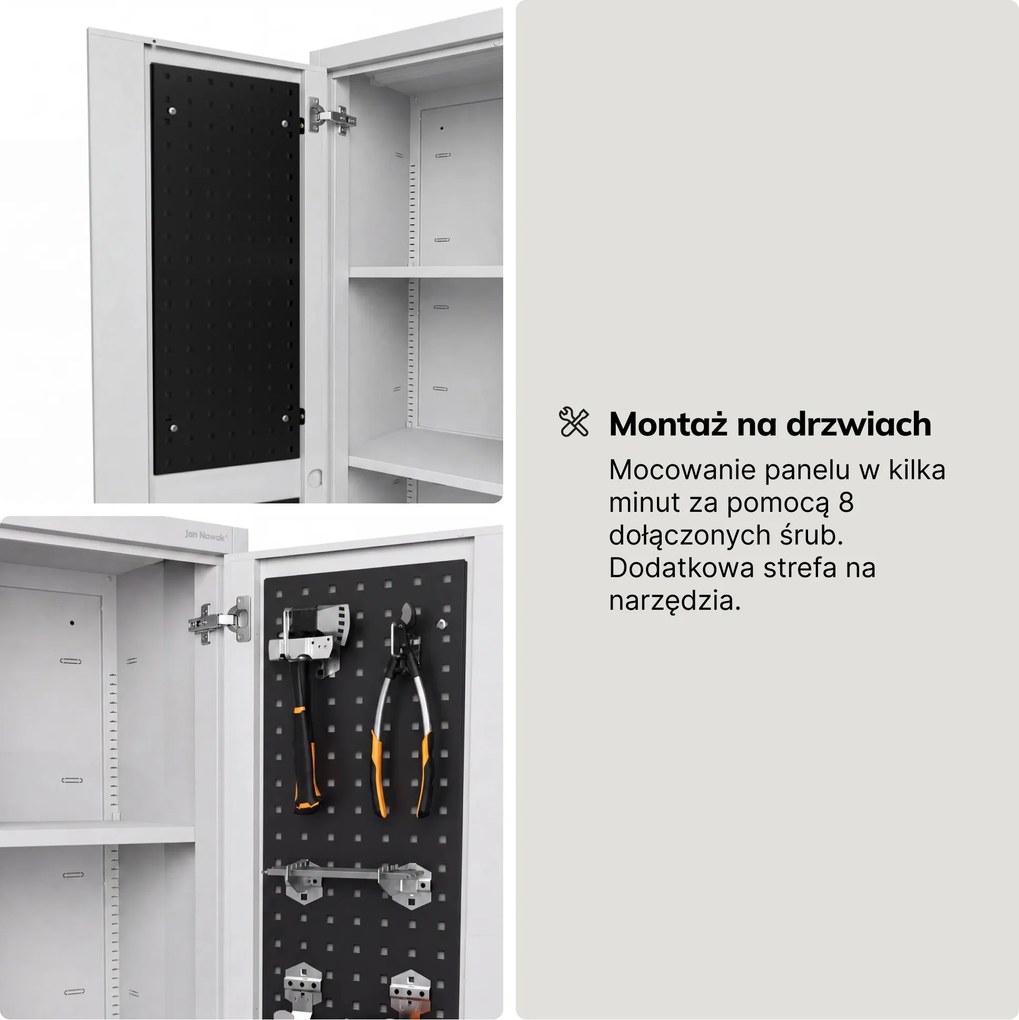 Tablica na narzędzia na drzwi czarna, 270x684x10 mm: akcesoria do MEGAN