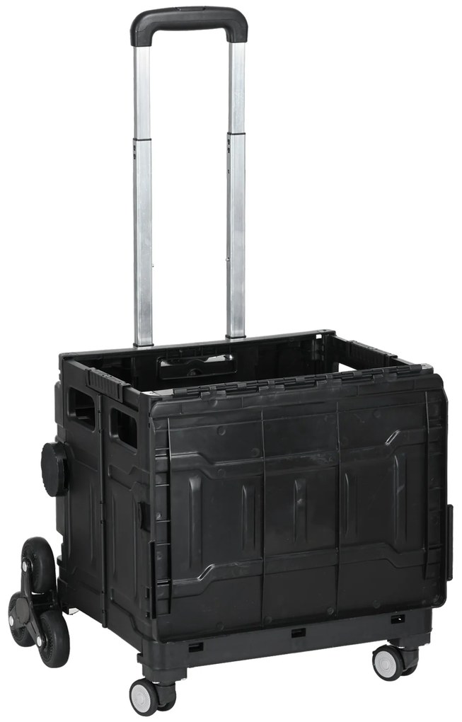 Wózek zakupowy HOMCOM, Składany, Treppensteiger, z teleskopowym uchwytem, do 65 kg, Czarny