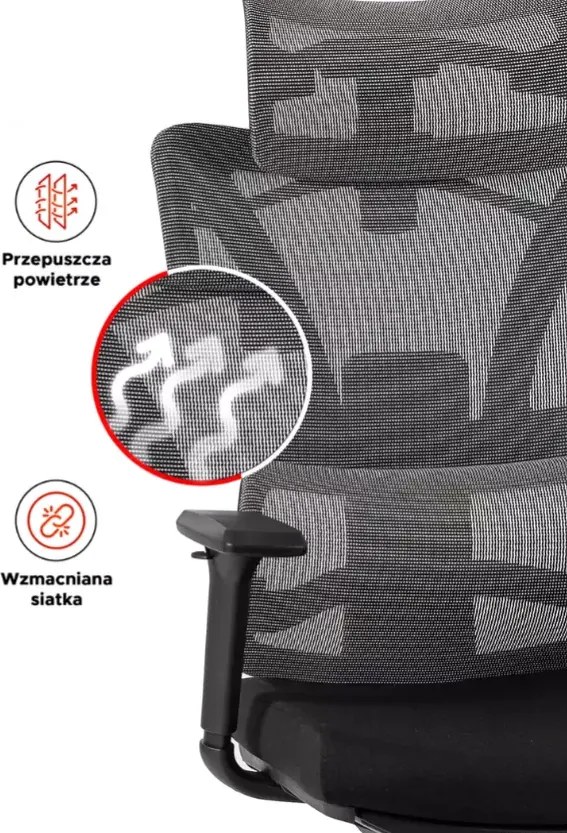 Ergonomiczny fotel biurkowy Trus z regulowanym zagłówkiem i wysuwanym podnóżkiem – idealne połączenie komfortu i funkcjonalności