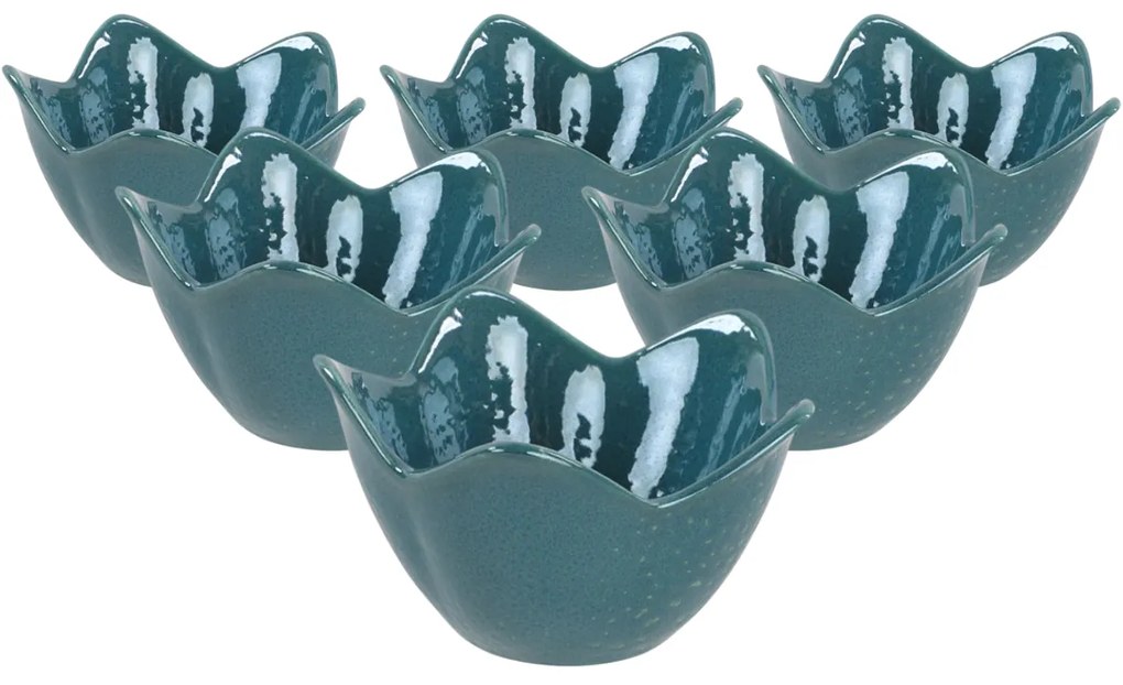 Zestaw 6 misek ceramicznych Lotus 11,8 cm, turkusowy