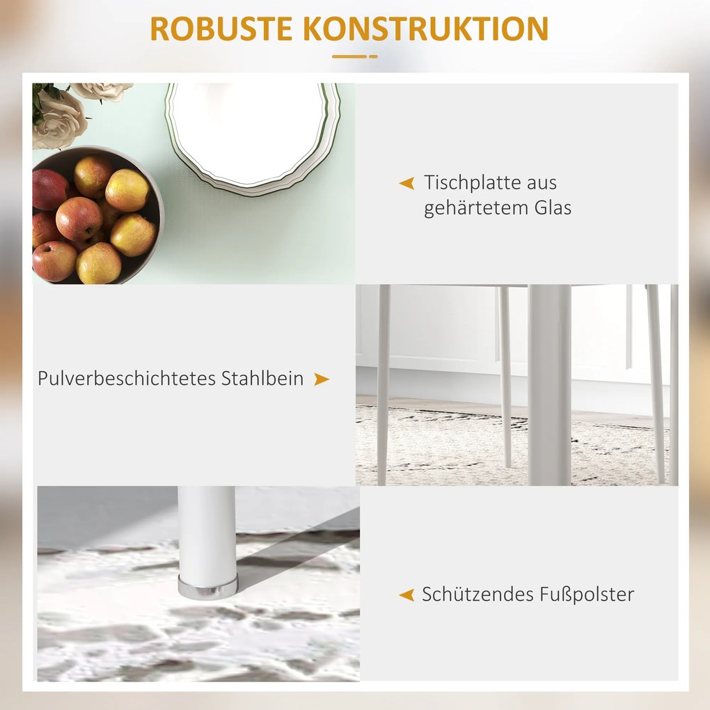 HOMCOM Zestaw stołowy 5 części stół i 4 krzesła nowoczesny biały do jadalni | Aosom PL