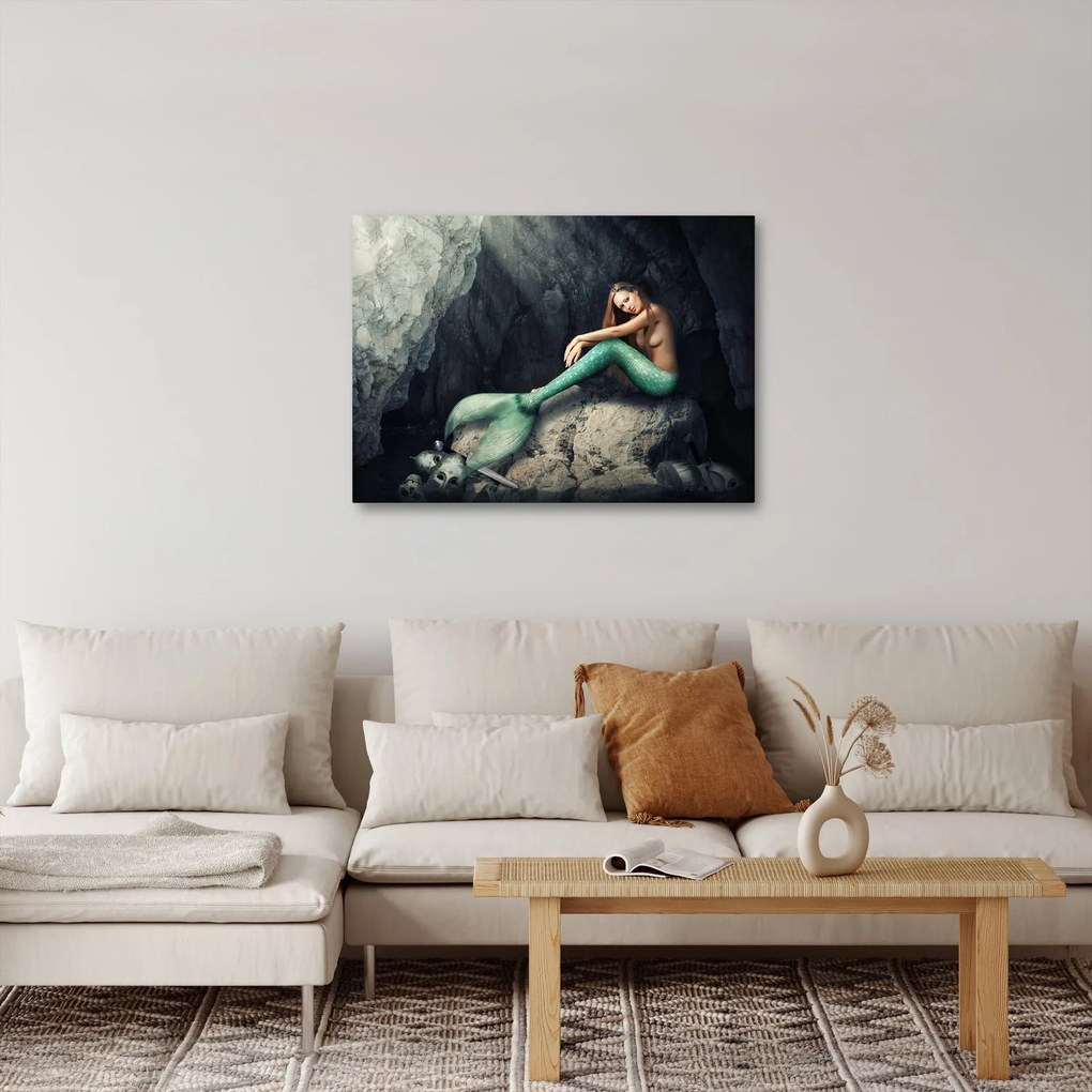 Obraz - Syrenka na skale (70x50 cm)