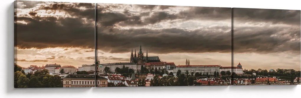 Obraz Zamku Praskiego o zmierzchu (170x50 cm)