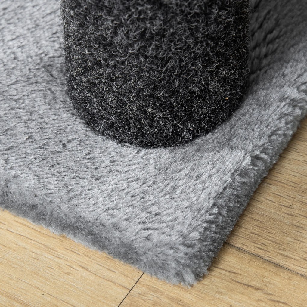 PawHut Schody dla zwierząt 4-poziomowe Pluszowe dla kotów i psów z piłką do zabawy Szare 60x40x64cm | Aosom PL