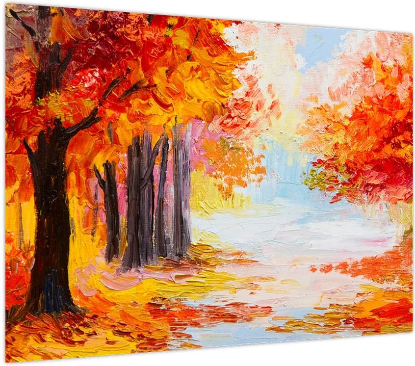 Obraz - Obraz olejny, kolorowa jesień (70x50 cm)
