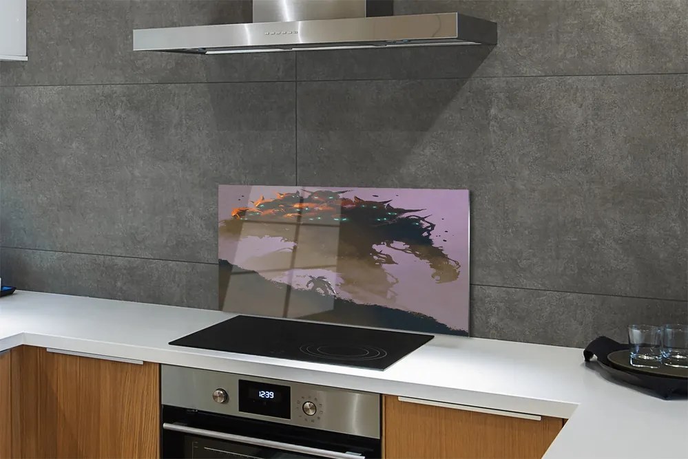 Panel szklany do Kuchni Mroczna Postać o Wielu Głowach