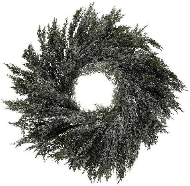 Sztuczny wieniec Tuja, śr. 70 cm, pokryty szronem