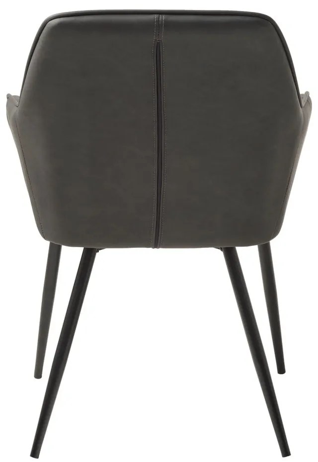 Ciemnoszare krzesła z imitacji skóry z podłokietnikami zestaw 2 szt. Nolan Stripe – Unique Furniture