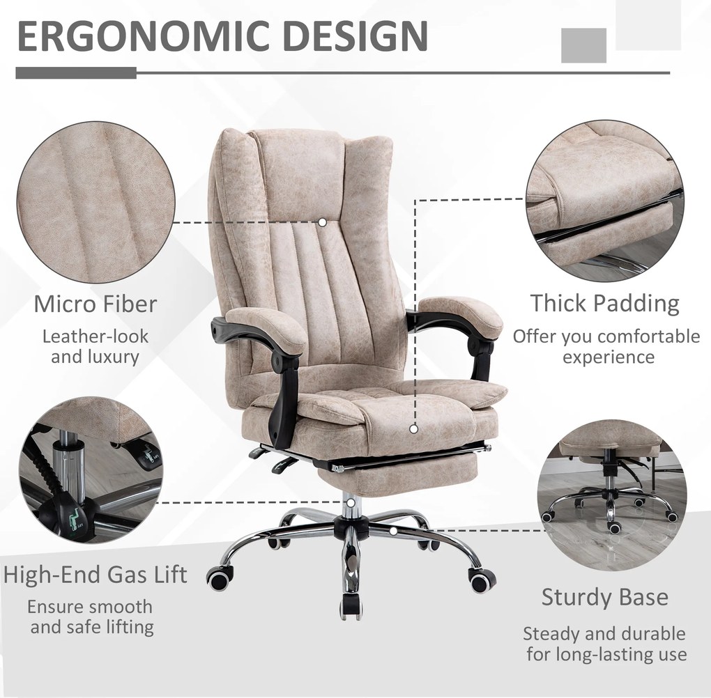 Vinsetto Fotel biurowy komputerowy z regulacją wysokości nowoczesny design mikrofibra czarny i beżowy | Aosom PL