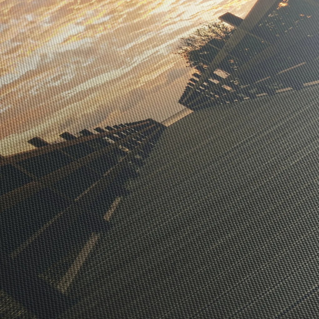 Obraz drewnianego pomostu nad jeziorem (170x50 cm)