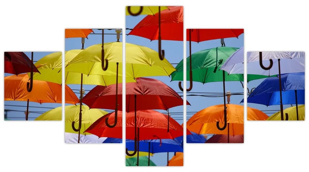 Obraz kolorowych parasoli (125x70 cm)
